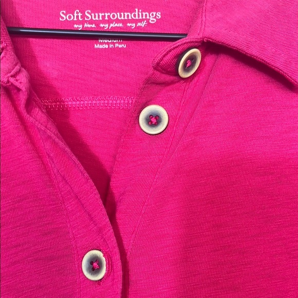 Soft Surroundings Pink Polo Button Down Shirt - Picture 5 of 11